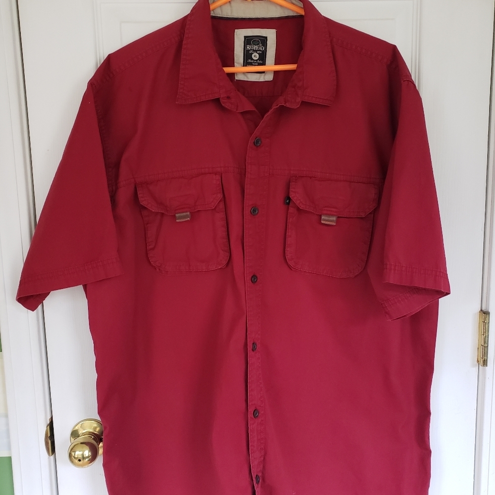 Men's shirt short sleeve Red Head XL tall burgundy